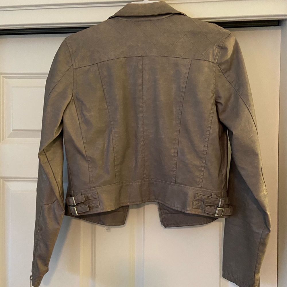 Faux Leather Jacket - Medium (Stone Grey) - Picture 2 of 4